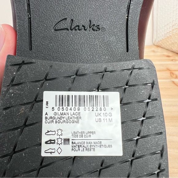 Clarks Gilman Lade mens leather Oxford shoes size 11 Burgundy New without box - Picture 9 of 9